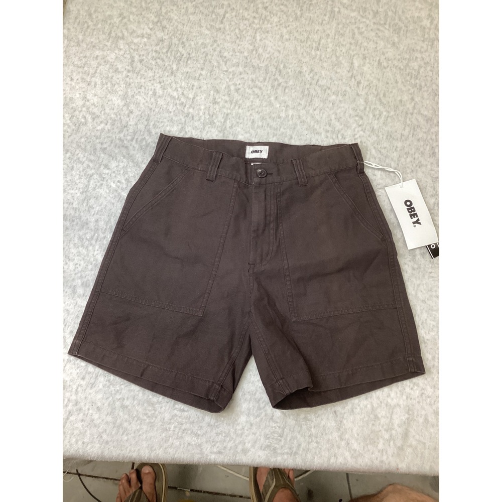 Obey Mens Utility Short Java Brown Cotton Canvas Workwear Shorts Size 29 NEW